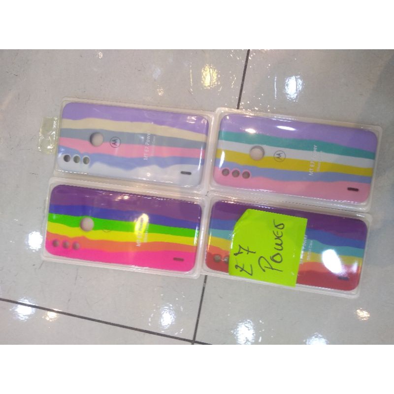 Capa capinha Case silicone aveludada arco íris para Moto E7 Power
