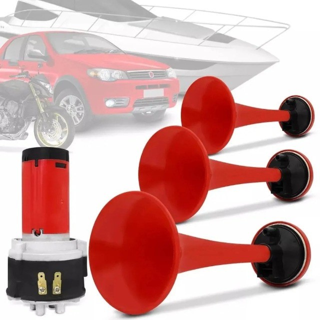 Buzina Verdureiro Eletropneumática 3 Cornetas 12v Vetor Vt064 Kit