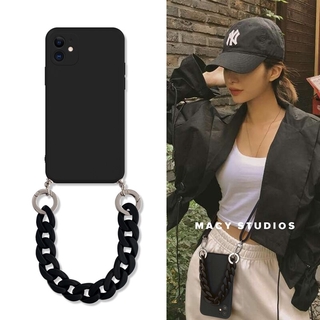 Para iPhone 15 13 14 Pro Max Colar Transversal Cordão Corrente Capa Macia 12 11 Mini XR X XS 7 8 Plus SE 2020