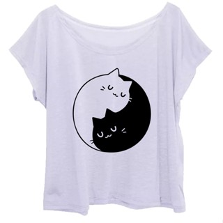 Blusa Plus Size Gato Ying Yang Estampa Feminina Fofa Gatinho Místico em Oferta na Shopee