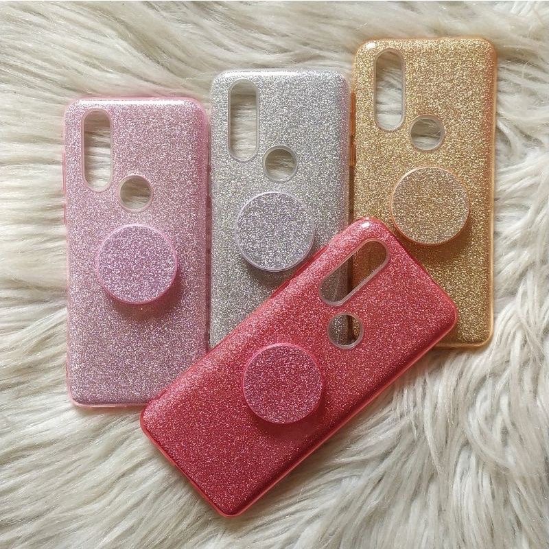 capinhas glitter com pop socket para motorola One