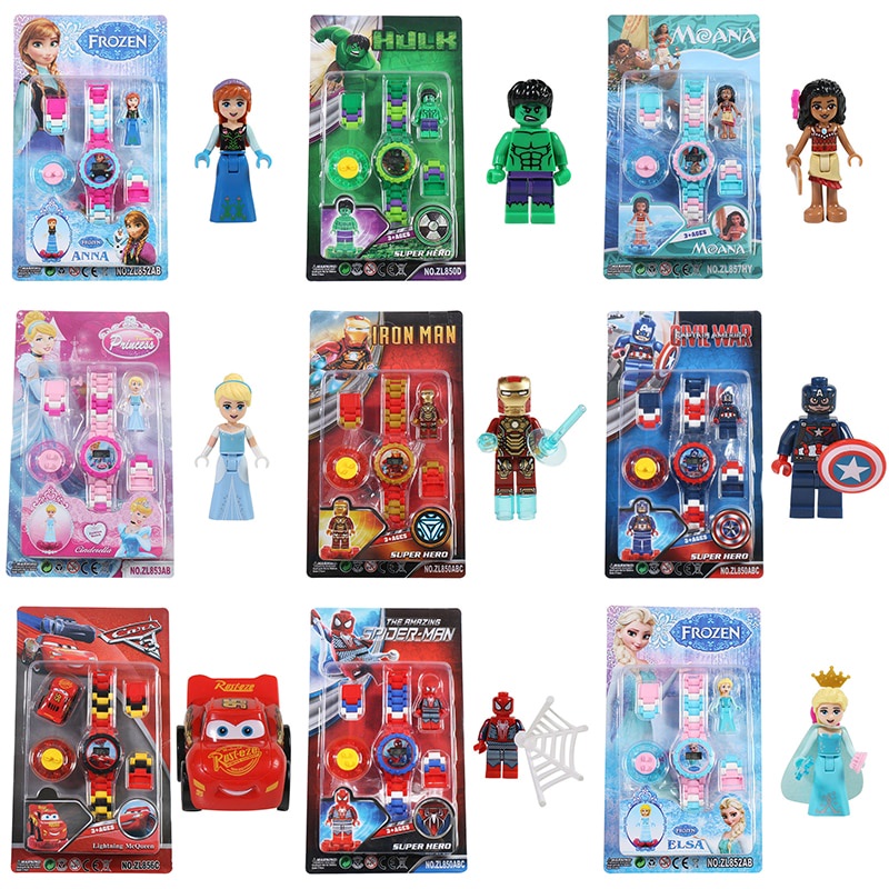 kids toys Relógios rotativos da disney, bonecos de anime frozen, princesa moana, homem-aranha, carros, brinquedos, bonecos de desenho animado, brinquedos para crianças  Atacado de brinquedos