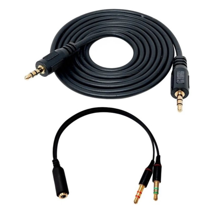 Kit Adaptador Divisor Fone/microfone Razer+cabo P2 X P2 1,5m
