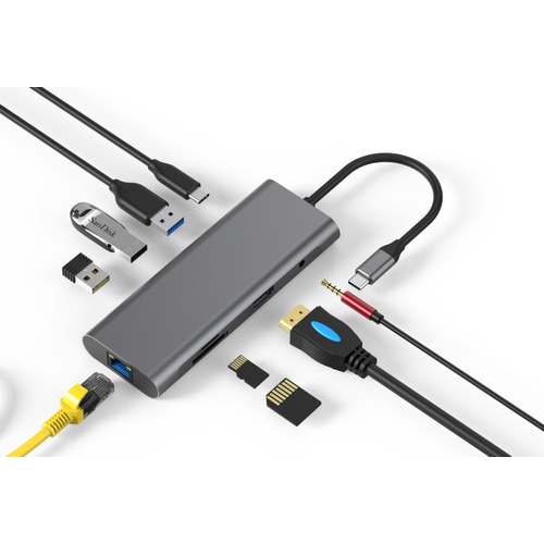 Hub Adaptador USB-C Macbook Pro Hdmi 4k 60hz gamer Rj45 Leitor Cartão Sd Tf Fone