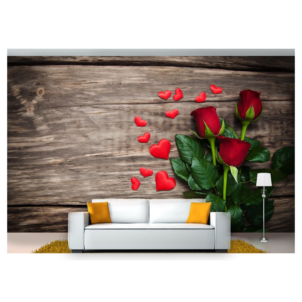 papel de parede Flores Rosas Romantico 3D 6m² NFL250