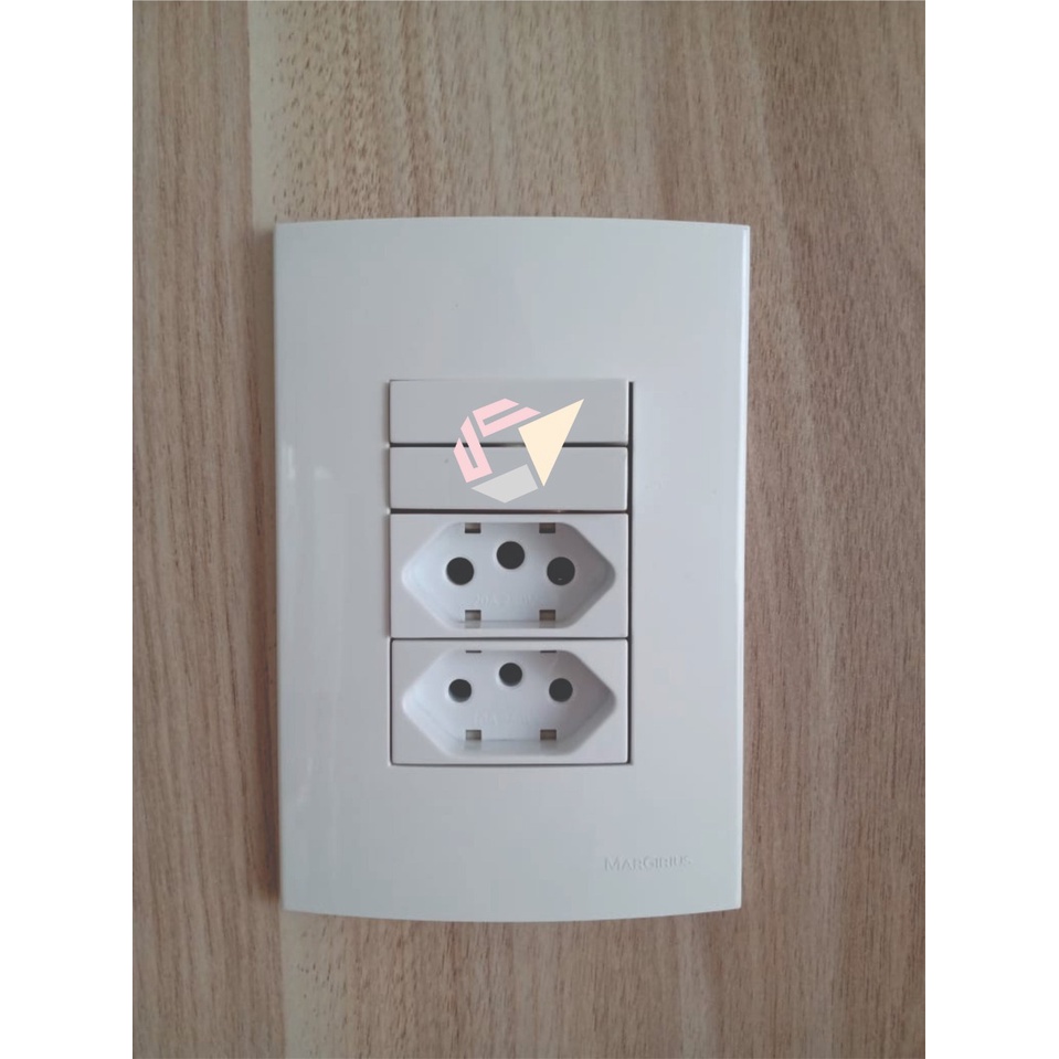 Conjunto 4x2 Com 2 Interruptores paralelo e 2 tomadas 20A sleek branco Margirius