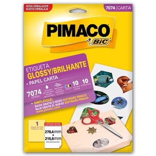 Etiqueta papel glossy 7074 - com 10 folhas - Pimaco