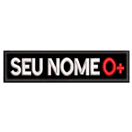 Patch Bordado: Tarja Nome e Tipo sanguíneo