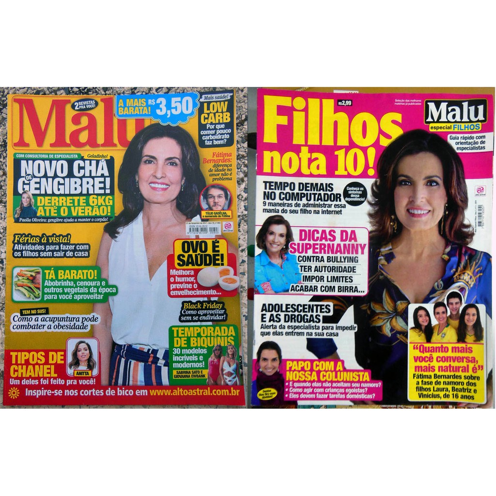 Fátima Bernardes - 2 Revistas Malu 803 e Malu Especial Filhos  2014 e 2017 Anitta