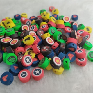 Miçanga Entremeio Menino Super Heróis Fimo 10 unidades Emborrachado 10mm