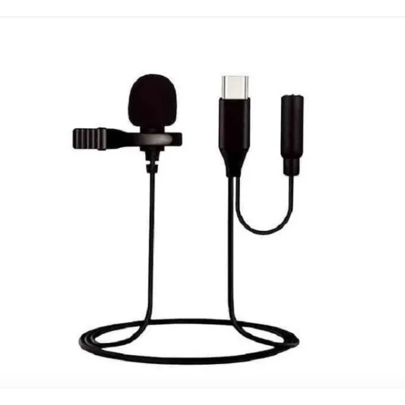 Microfone Condensador De Lapela Conector Tipo C youtubers