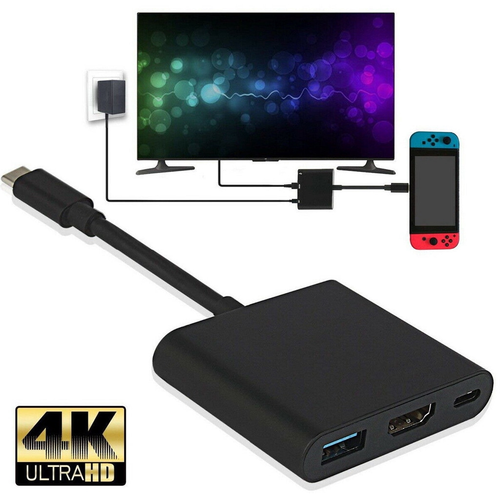 Adaptador HDMI 4K 1080P Hub USB-C 3.0 para Nintendo Switch OLED Lite Conversor Tipo C Acessórios