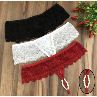 Kit 3 Calcinha Tailandesa Fio Sexy Pérolas Massageadora Sensual Lingerie Renda Luxo Feminina