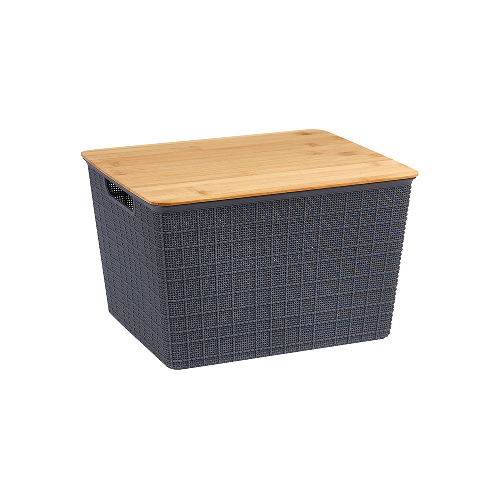 Caixa Organizadora Com Tampa De Bambu 18l em Oferta na Shopee