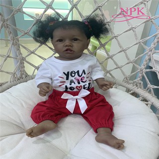 NPK 55CM new black skin saskia with teeth reborn toddler girl baby doll
