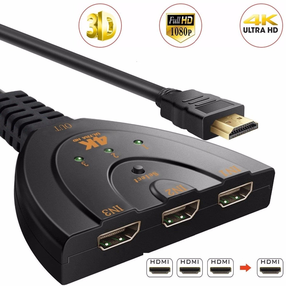 3 em 1 hdmi switch 3 hub port hdmi converter splitter adaptador 4 k 1080 p hdtv BeeCost