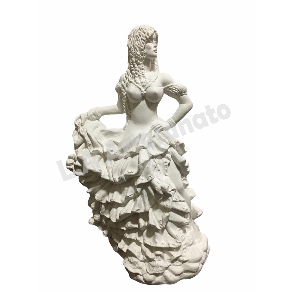 Imagem Cigana Africana De Gesso Cru 26 Cm Para Artesanato