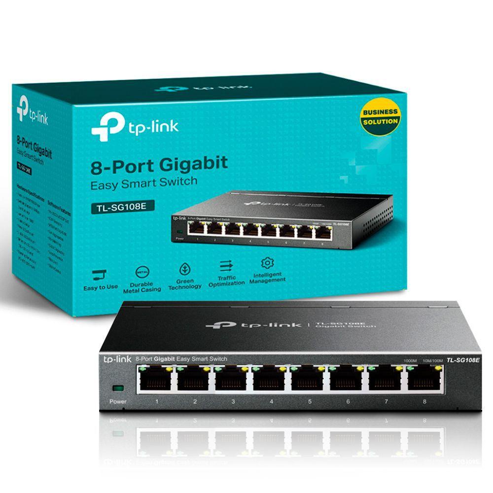 Switch 8 Portas 10/100/1000 Gerenciavel TL-SG108E TP-LINK | Shopee Brasil