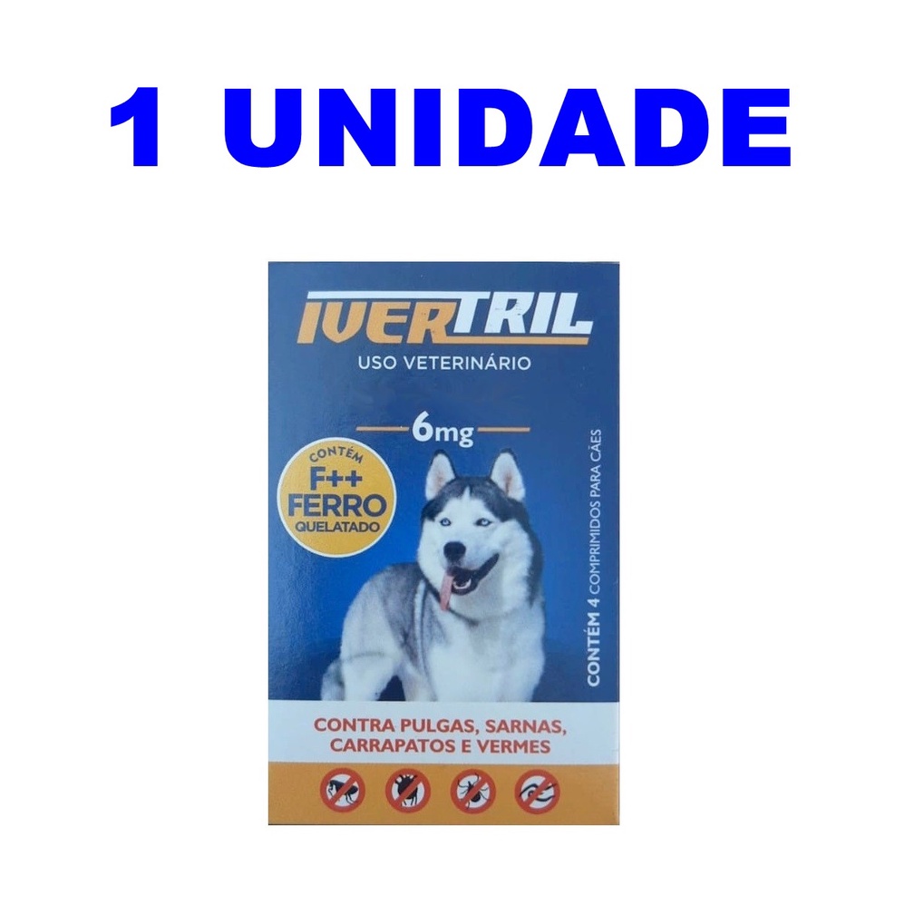 Remédio 6 mg Pulga Carrapato Sarna Verme- 4 comprimidos