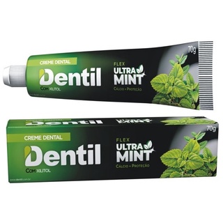 Creme Dental Dentil Ultra Mint Menta Sem Flúor 70g Kit C/24
