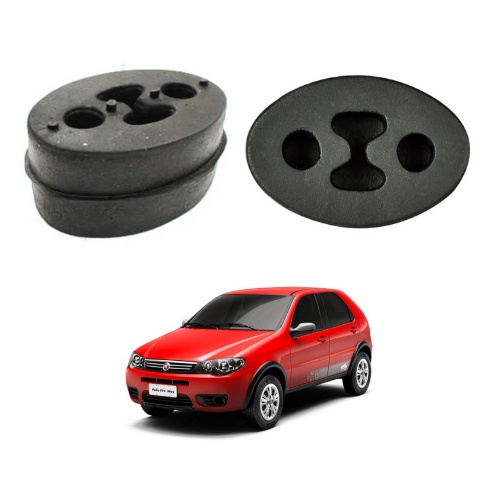 Kit com 2 Coxim Borracha Escapamento Palio Siena Traseiro