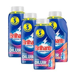 Kit 4 Refil Sabão Líquido Concentrado Brilhante Limpeza Total 500ml em Oferta na Shopee