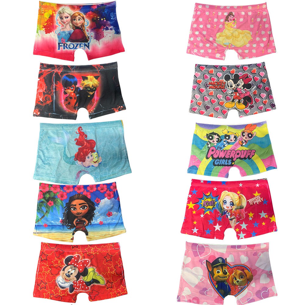 Kit 10 Calcinhas Boxer Em Microfibra Personagens Variados Menina Infantil Atacado Promoção Revenda