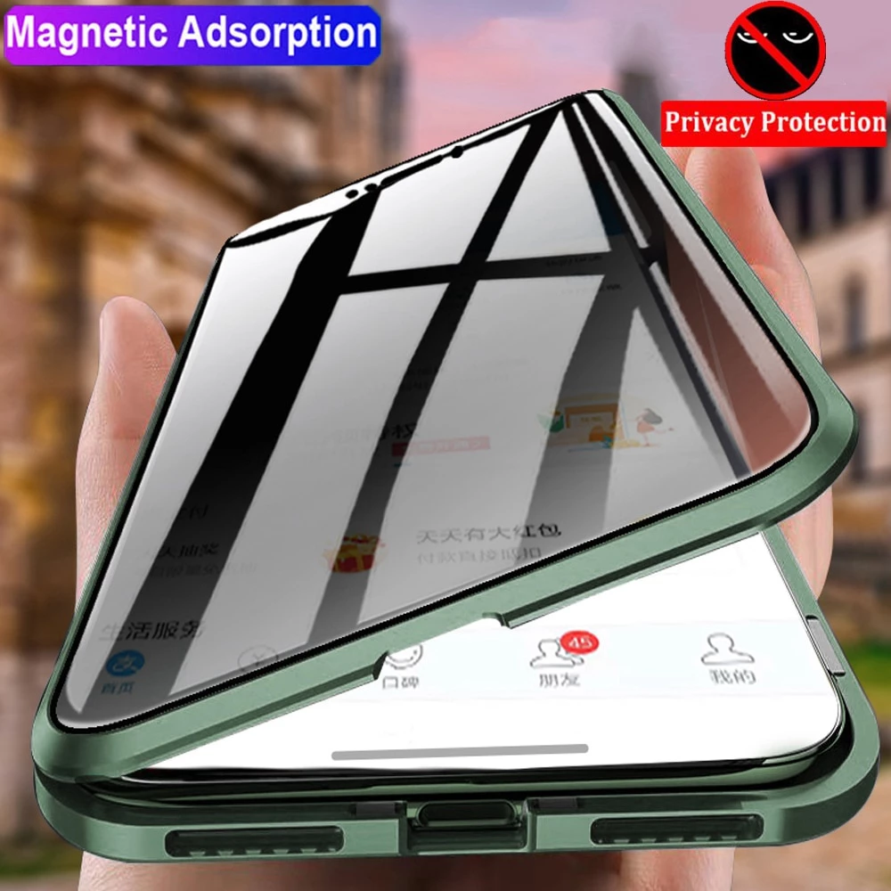 Capa Magnética De Vidro De Privacidade Para iPhone Anti-Spy 360 Protective Magnet — imagem 1