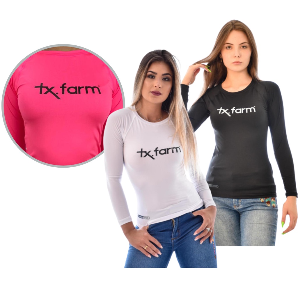 Camiseta Feminina Texas Farm Original Country Térmica UV50+ Proteção Solar Manga Longa Segunda Pele