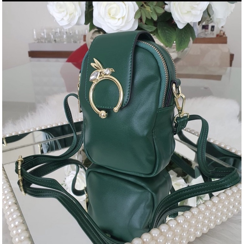 pavão de ouro bolsa porta  celular feminina transversal lançamento com 2ziper Hardware elegante bolsa de moda