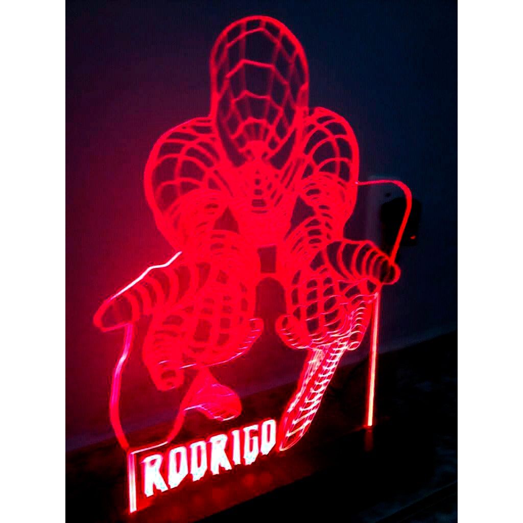 Luminária Abajur led decorativo Homem Aranha personalizado com seu nome