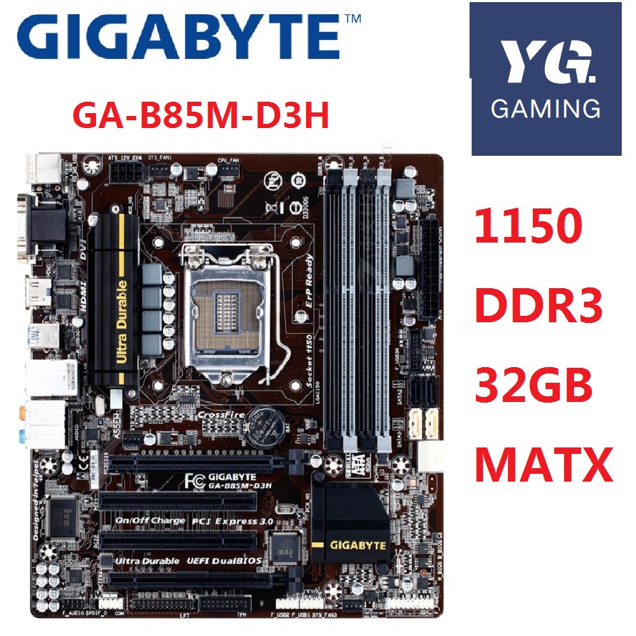 Gigabyte GA-B85M-D3H B85 Z87 LGA 1150 Núcleo i7/i5/i3/Pentium/Celeron DDR3 32G Micro ATX Original Usado
