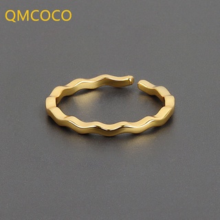 QMCOCO Prata Ouro Cor Simples Anel Em Forma De Onda Moderna Clássico Redondo Irregular Para Mulheres Festa De Aniversário Joias Presente Menina