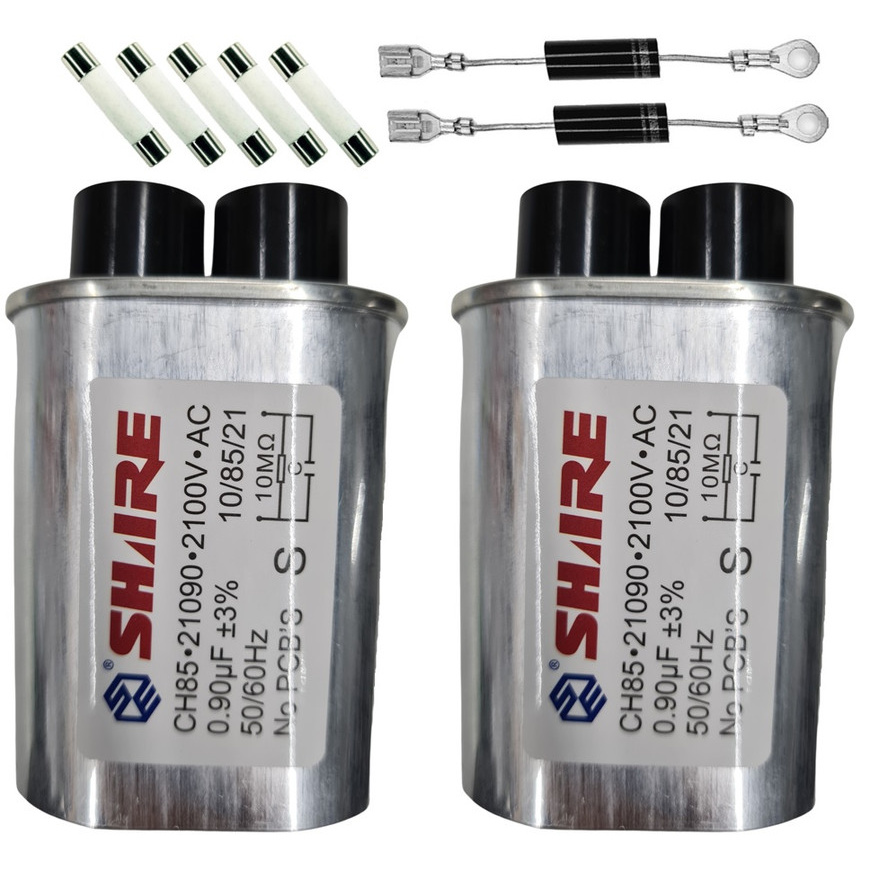 kit reparo microondas 2 capacitor 0,90uf 2 diodo 5 fusivel