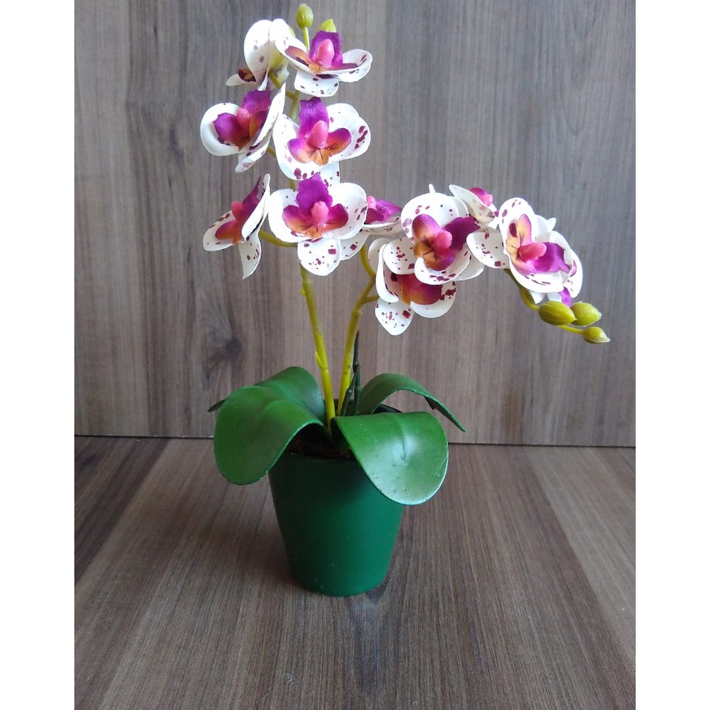 Arranjo Orquídea Artificial Branca E Roxa No Vaso Porcelana | Shopee Brasil