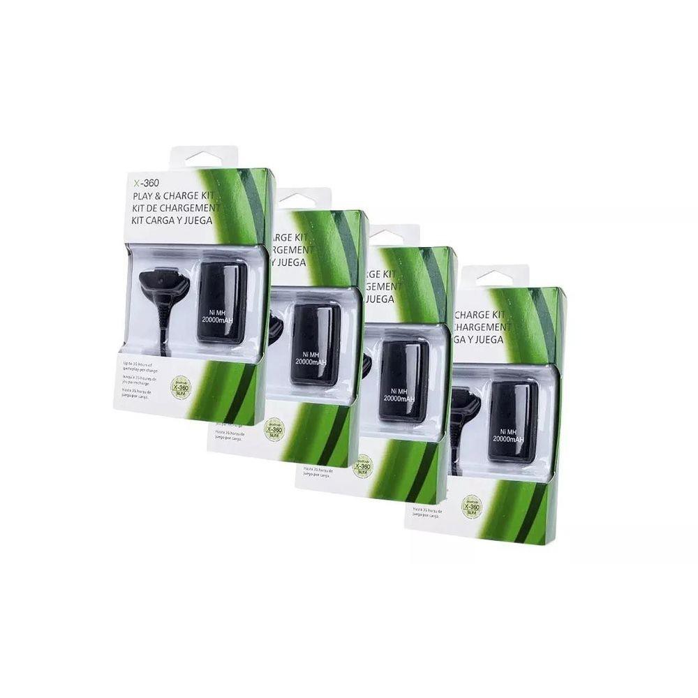 Kit 4 Bateria Cabo Carregador Usb Para Control Xbox 360