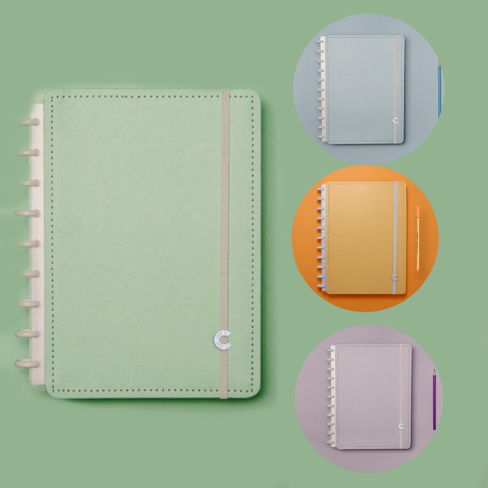 Caderno Inteligente Grande Tons Pastéis - Rosé, Azul, Lilás, Verde, Arco Íris, Amarelo