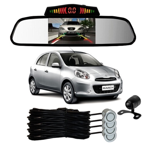 Sensor De Ré + Espelho Camera Ré Nissan March Prata em Oferta na Shopee