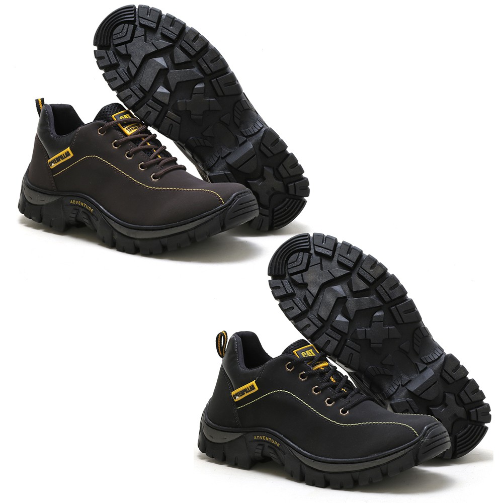 kit 2 pares tenis bota caterpillar adventure+kit brindes