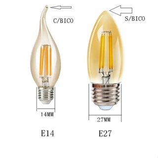 Lampada Vela De Led Bocal E14/E27  4w De Filamento  C35  branco quente  Bivolt Lustres em Oferta na Shopee