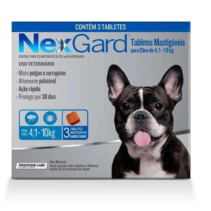 Nexgard Antipulgas E Carrapatos Caes 4,1 A 10kg C/3 Comprimidos - Pets