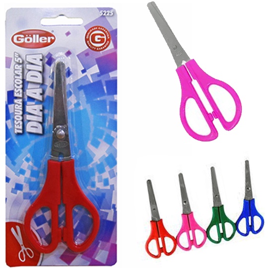 Tesoura Escolar De Inox Dia Dia 5" Colors Na Cartela 5225 Daiwa Goller