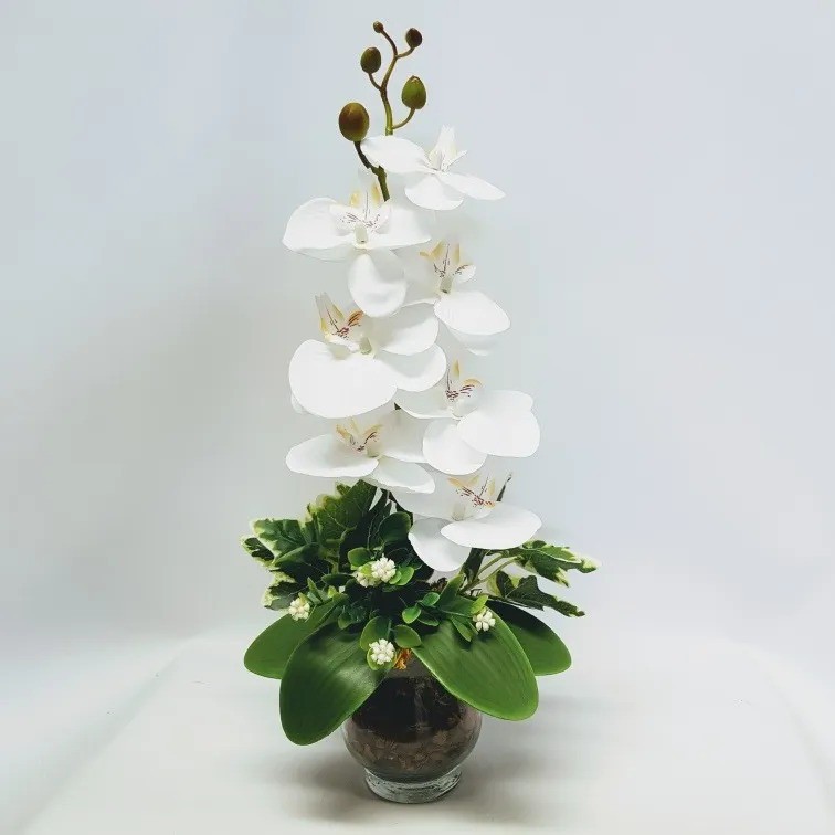 Arranjos De Mesa Orquídeas Brancas Artificial Vaso Enfeite Decoração Casa |  Shopee Brasil