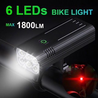 Conjunto de farol de bicicleta recarregável de 1800 lúmens USB 5200mAh com luz frontal de ciclismo de banco de energia em Oferta na Shopee