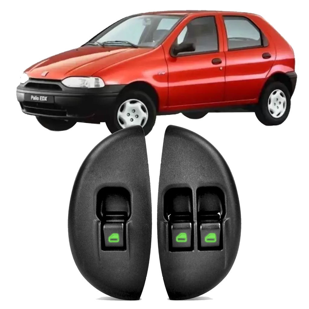 Botão Interruptor Vidro Elétrico Simples / Duplo - Palio Young, Siena e Strada - LED Verde em Oferta na Shopee