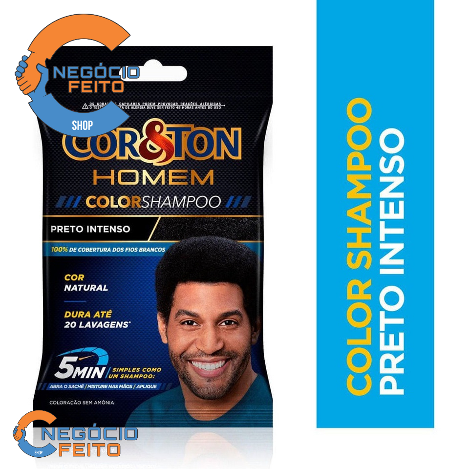 Shampoo Color Tonalizante Niely Cor&ton Homem Preto Intenso