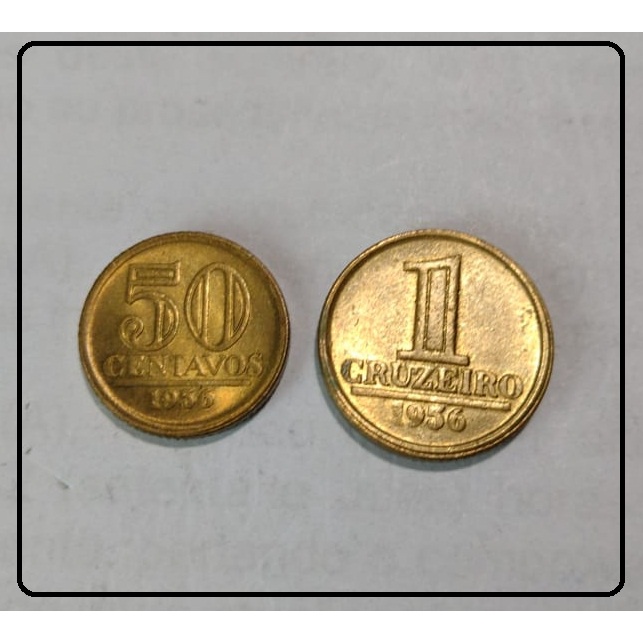 Moedas 50 Centavos E 1 Cruzeiro  1956 *modulo Menor- Sob/fc
