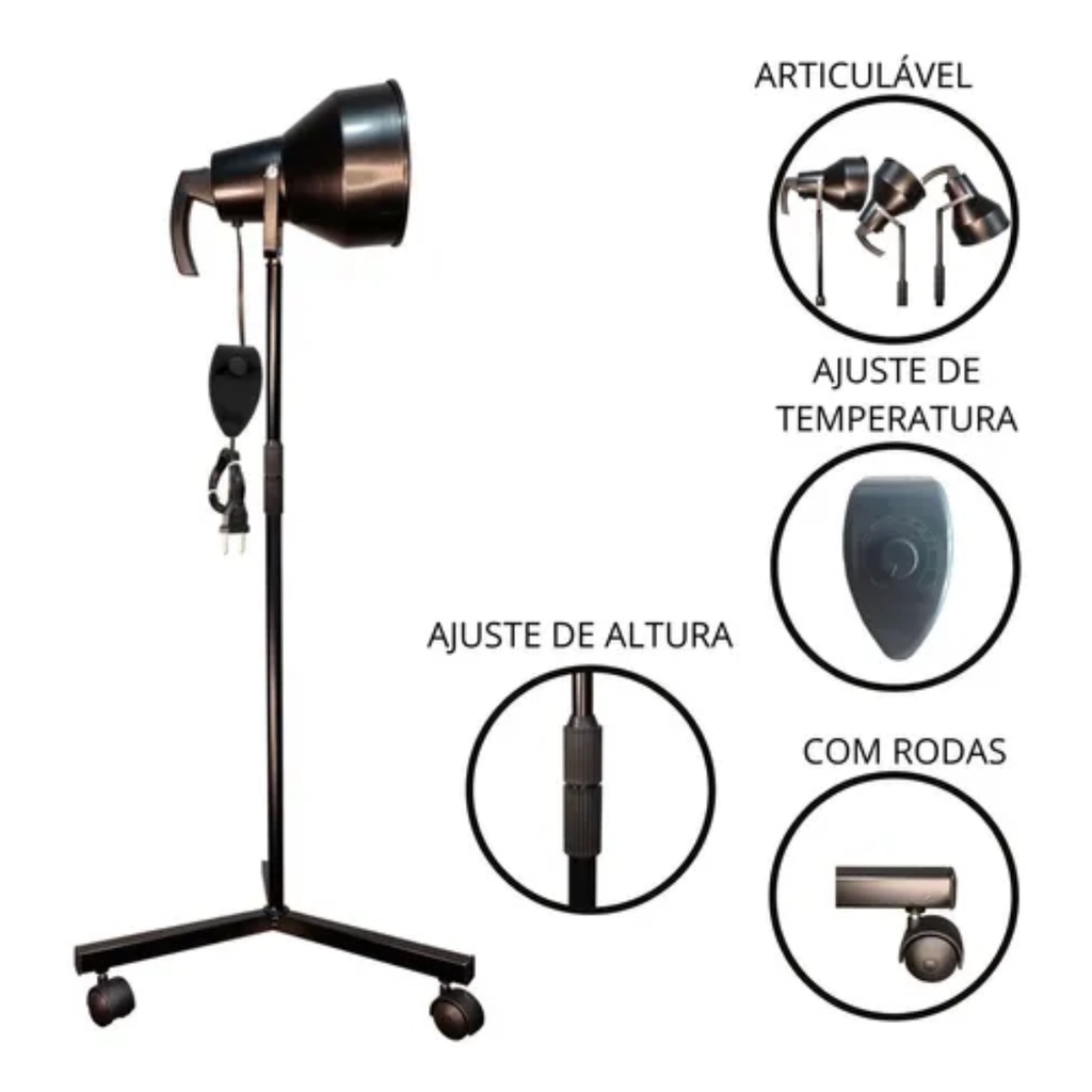 Suporte Pt Pedestal Infravermelho Fisioterapia com Dimmer