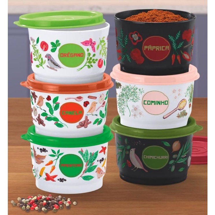 Potinhos Temperos 140 ml Floral Tupperware ®