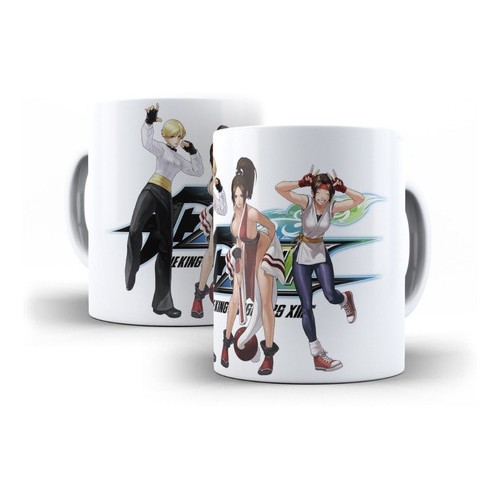 Caneca Branca de Cerâmica The King Of Fighters May Blue Game